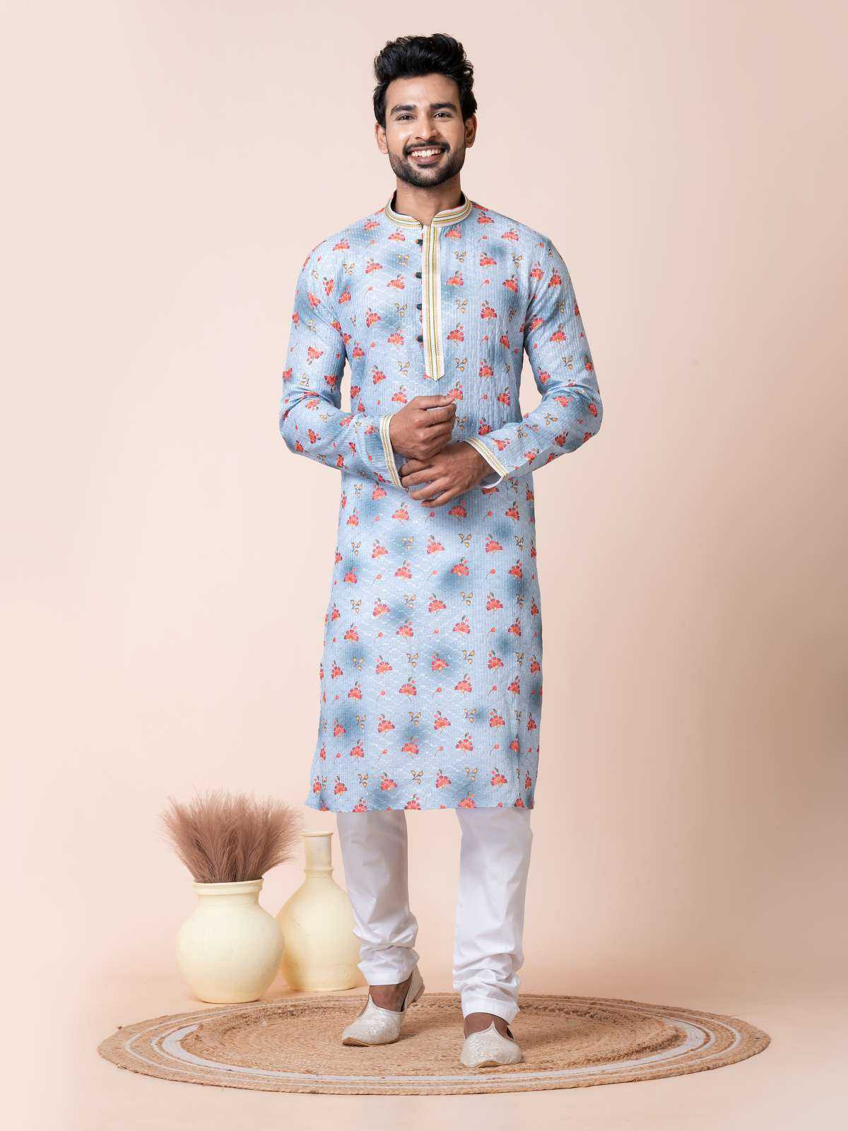 Ynf Poly Cotton RIN223 3480B Mens Wear Festive Collections Wholesale Mens Kurtas Mens Kurta Pyjama Onam Collections Manufacturer