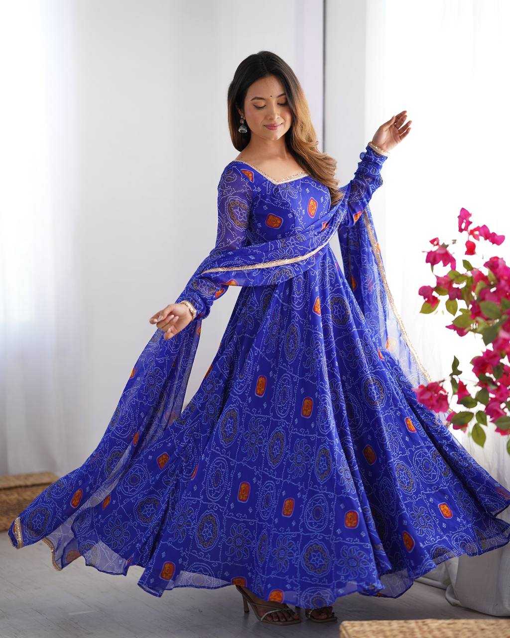Ynf Pure Chiffon KESH504 48 Gowns Wedding Collections Festive Collections Wholesale Anarkali Gown Chiffon Gowns Lightweight Gowns Manufacturer