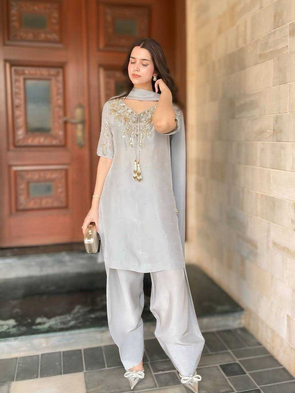 Ynf Pure Crepe KESH141 208 Suits & Dresses Wedding Collections Festive Collections Wholesale Embroidery Suits Palazzo Suit Wedding Outfits Manufacturer