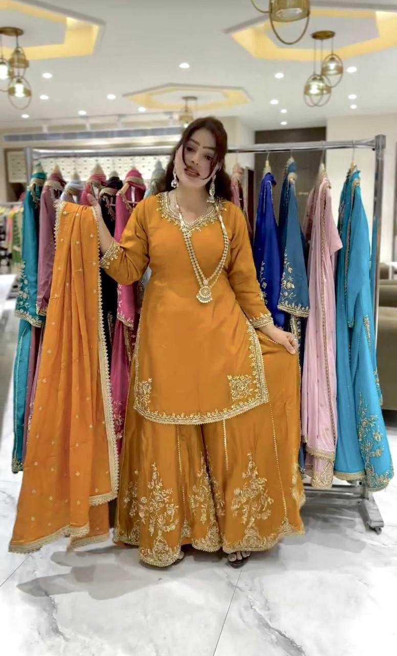 Ynf Pure Crepe KESH159 1037 Suits & Dresses Wedding Collections Festive Collections Wholesale Palazzo Suit Embroidered Suits Haldi Outfits Manufacturer