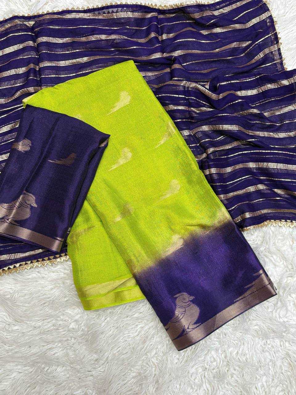 Ynf Pure Viscos RIN124 Parrot Half Sarees Wholesale Party Wear Sarees Fancy Sarees Ladies Sarees Manufacturer