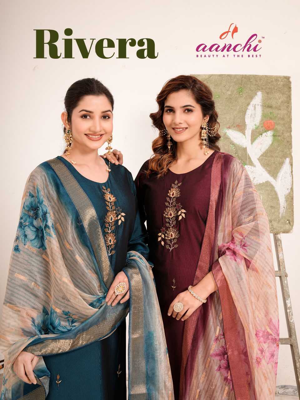 Ynf Rangoli Silk RIN190 AANCHI RIVERA Setwise Collections Wholesale Dresses & Suits Catalogs Manufacturer