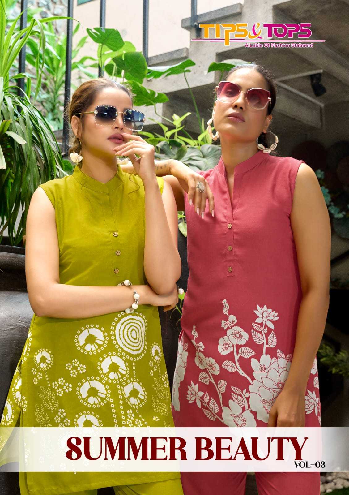 Ynf Rayon RIN190 TIPS & TOPS-SUMMER BEAUTY Vol Setwise Collections Wholesale Kurtis Catalogs Manufacturer