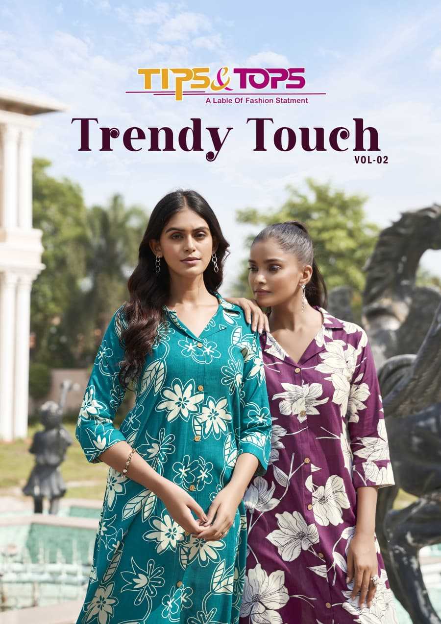 Ynf Rayon RIN190 TIPS & TOPS-TRENDY TOUCH Vol 02 Setwise Collections Wholesale Kurtis Catalogs Manufacturer