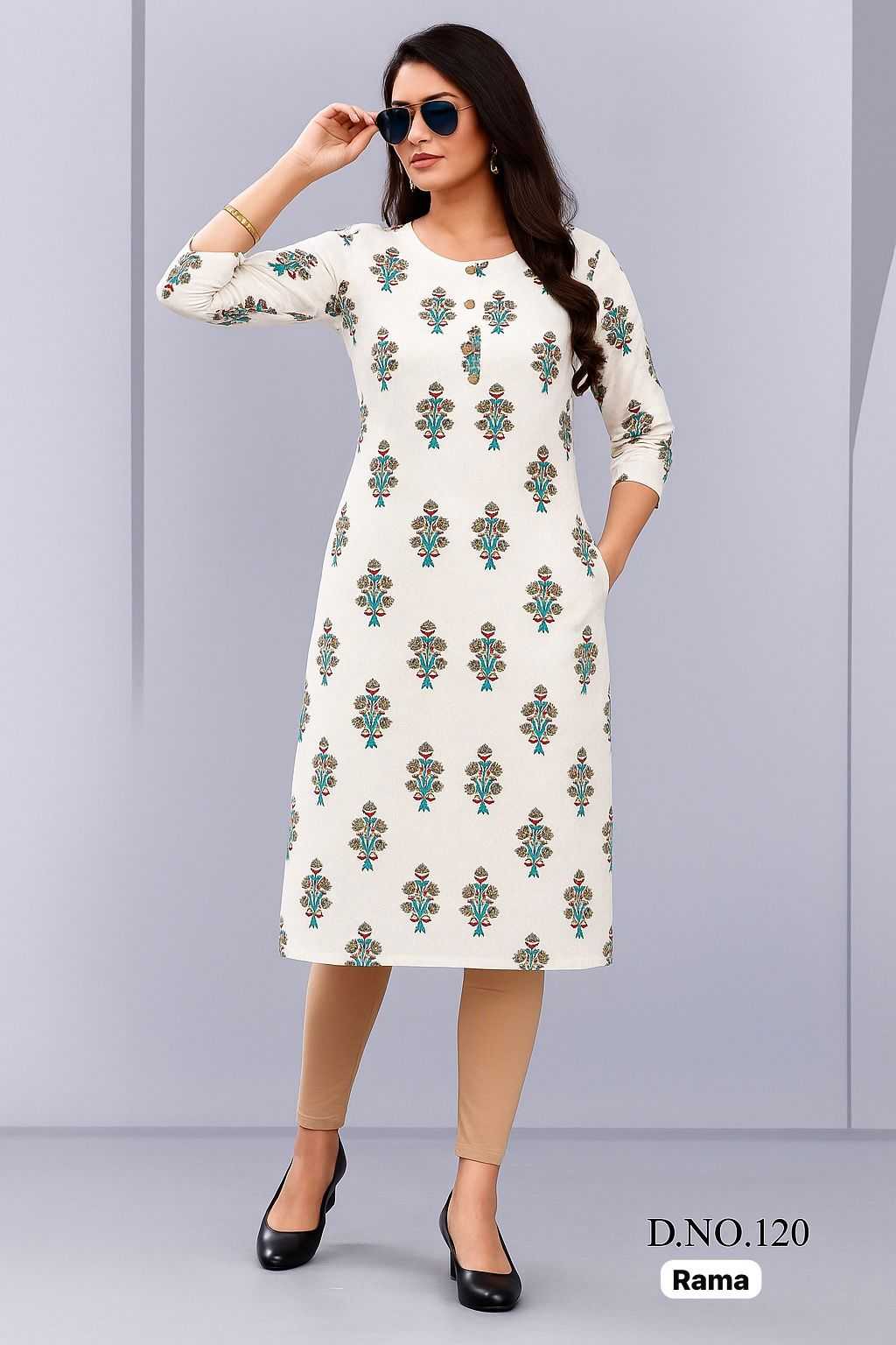 Ynf Rayon RIN190 White Setwise Collections Wholesale Kurtis Catalogs Manufacturer