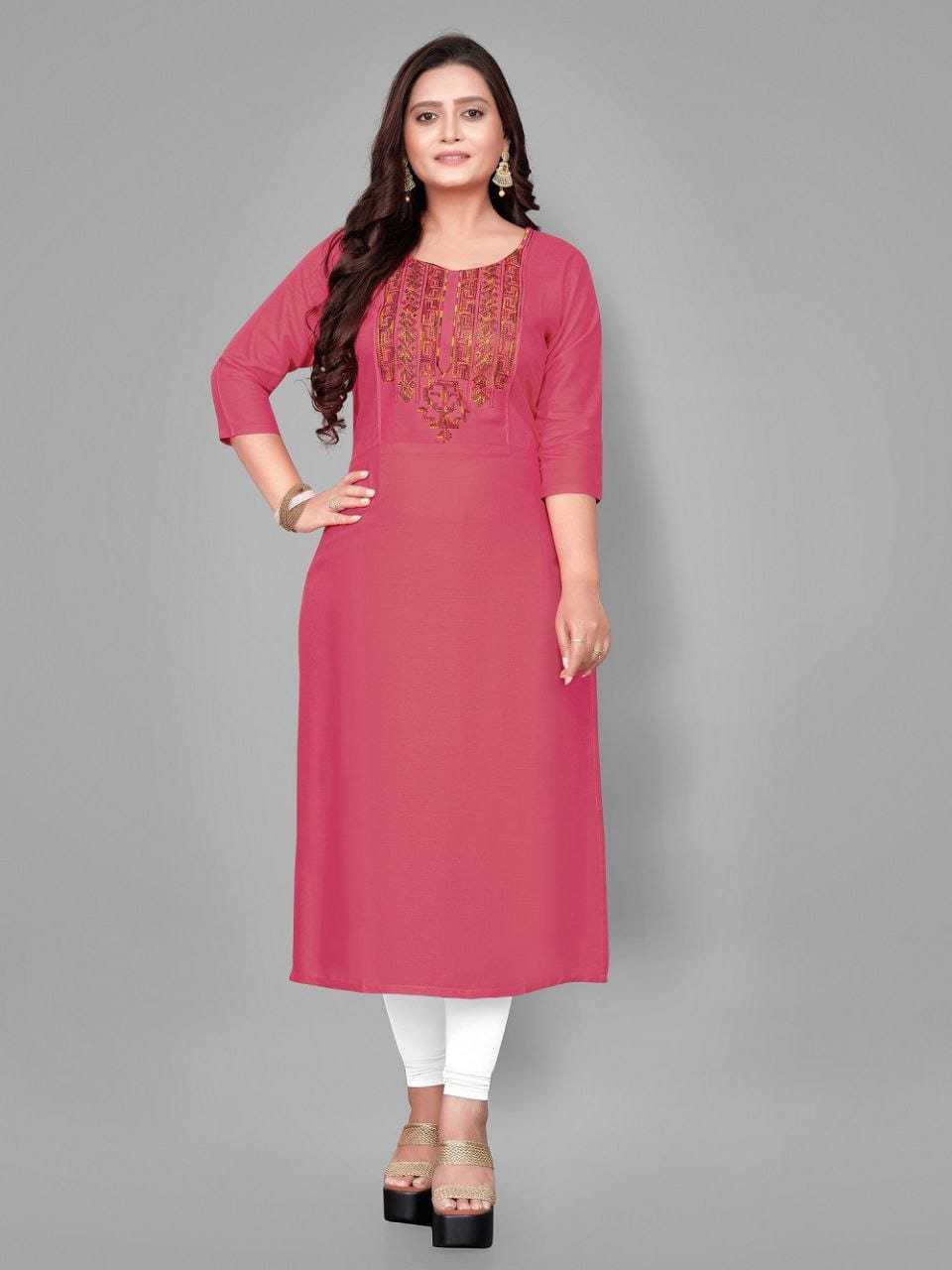 Ynf Rayon RIN222 95 Kurti Wholesale Designer Kurtis Rayon Kurtis Embroidered Kurtis Manufacturer