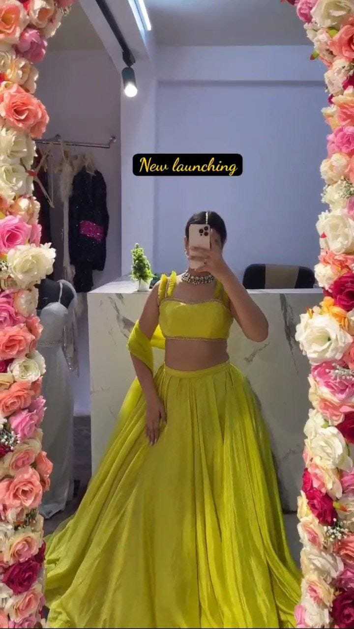 Ynf Satin RIN157 5249 Lehengas Festive Collections Plus Size Collections Wholesale Wedding Lehenga Satin Lehenga Yellow Lehenga Manufacturer