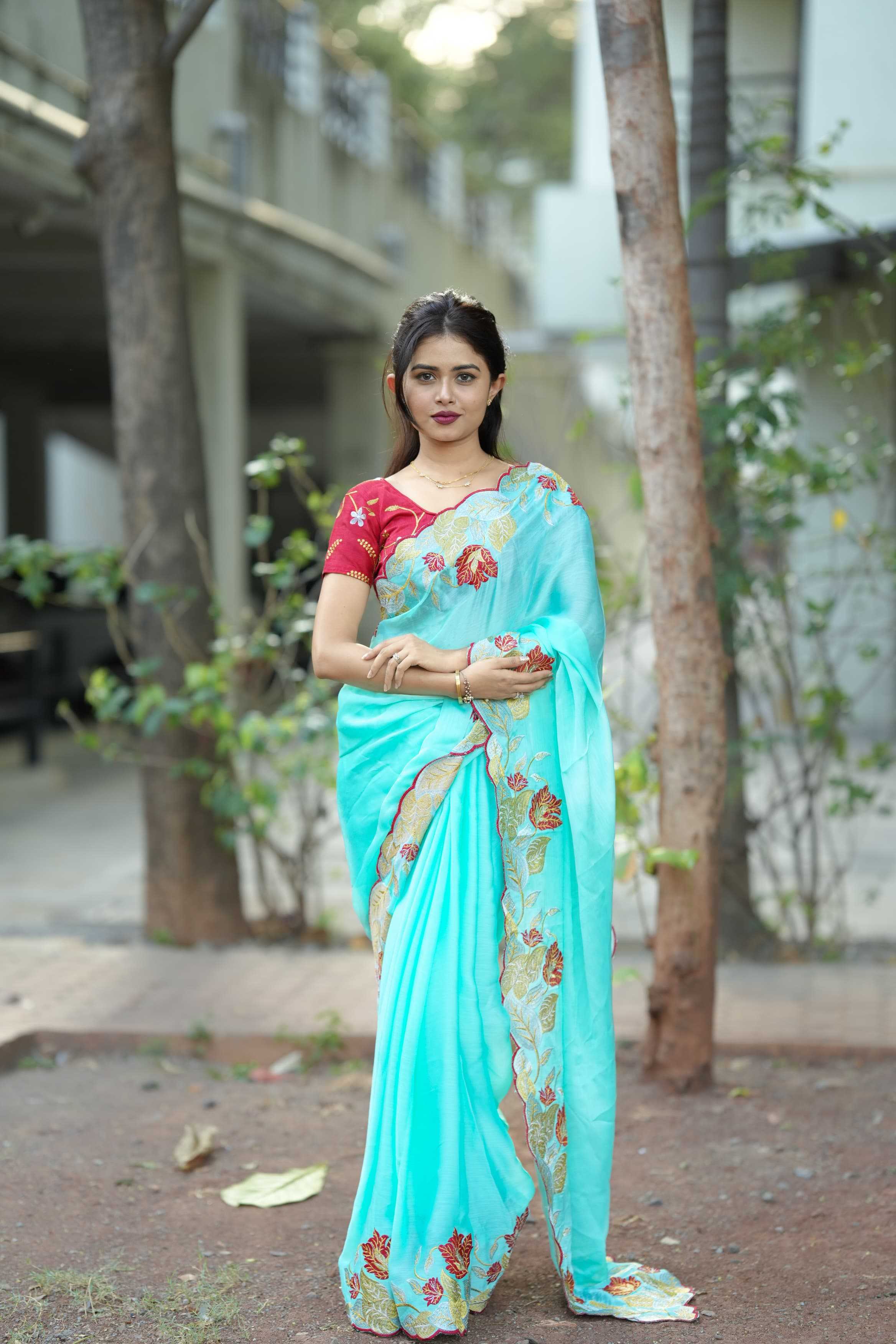 Ynf Satin RIN209 SAANJH Sarees Wedding Collections Festive Collections Wholesale Designer Sarees Embroidered Sarees Satin Sarees Manufacturer