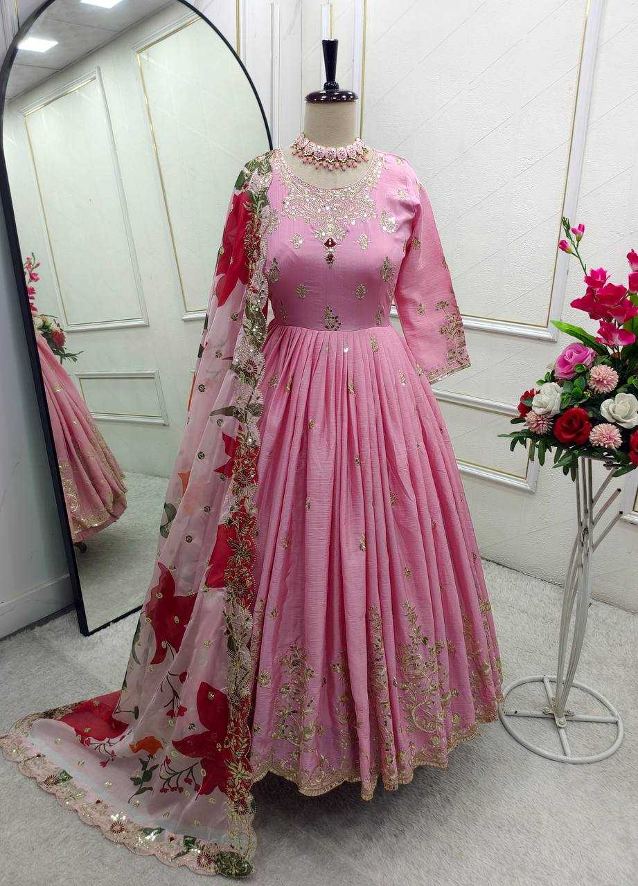 Ynf Satin Silk KESH506 144 Gowns Wholesale Fancy Gowns Embroidery Gowns Designer Gowns Manufacturer