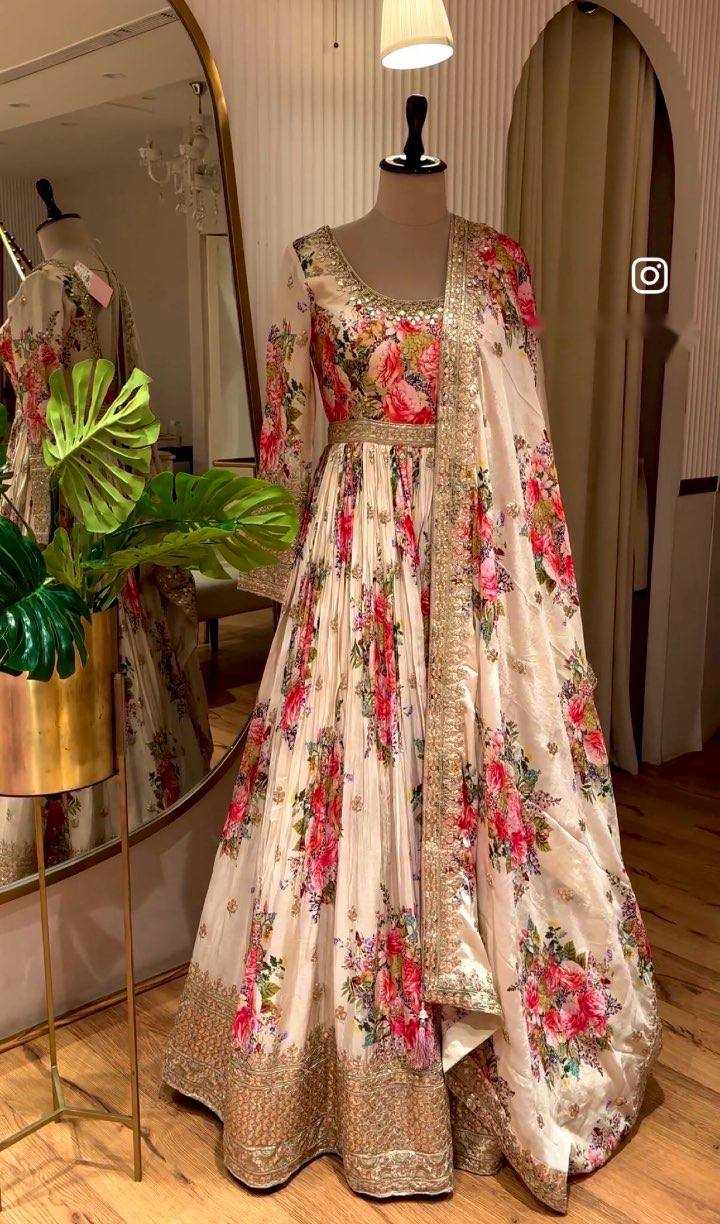 Ynf Satin Silk KESH506 8018 Gowns Wedding Collections Festive Collections Wholesale Printed Gowns Embroidery Gowns Satin Gowns Manufacturer