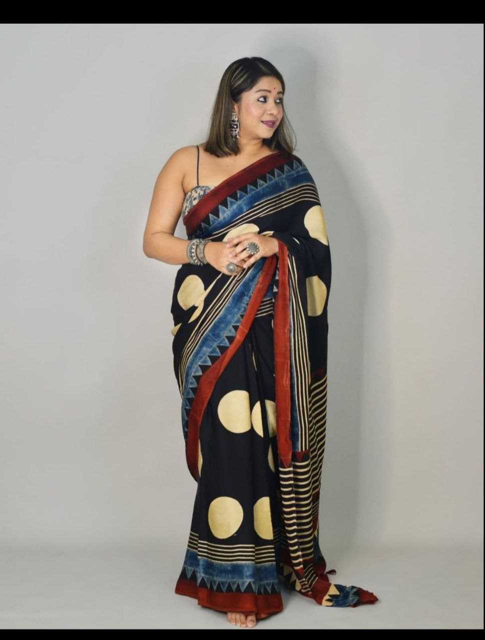 Ynf Silk KESH495 Ajrakh Print Sarees Wholesale Party Wear Sarees Printed Sarees Ajrakh Sarees Manufacturer