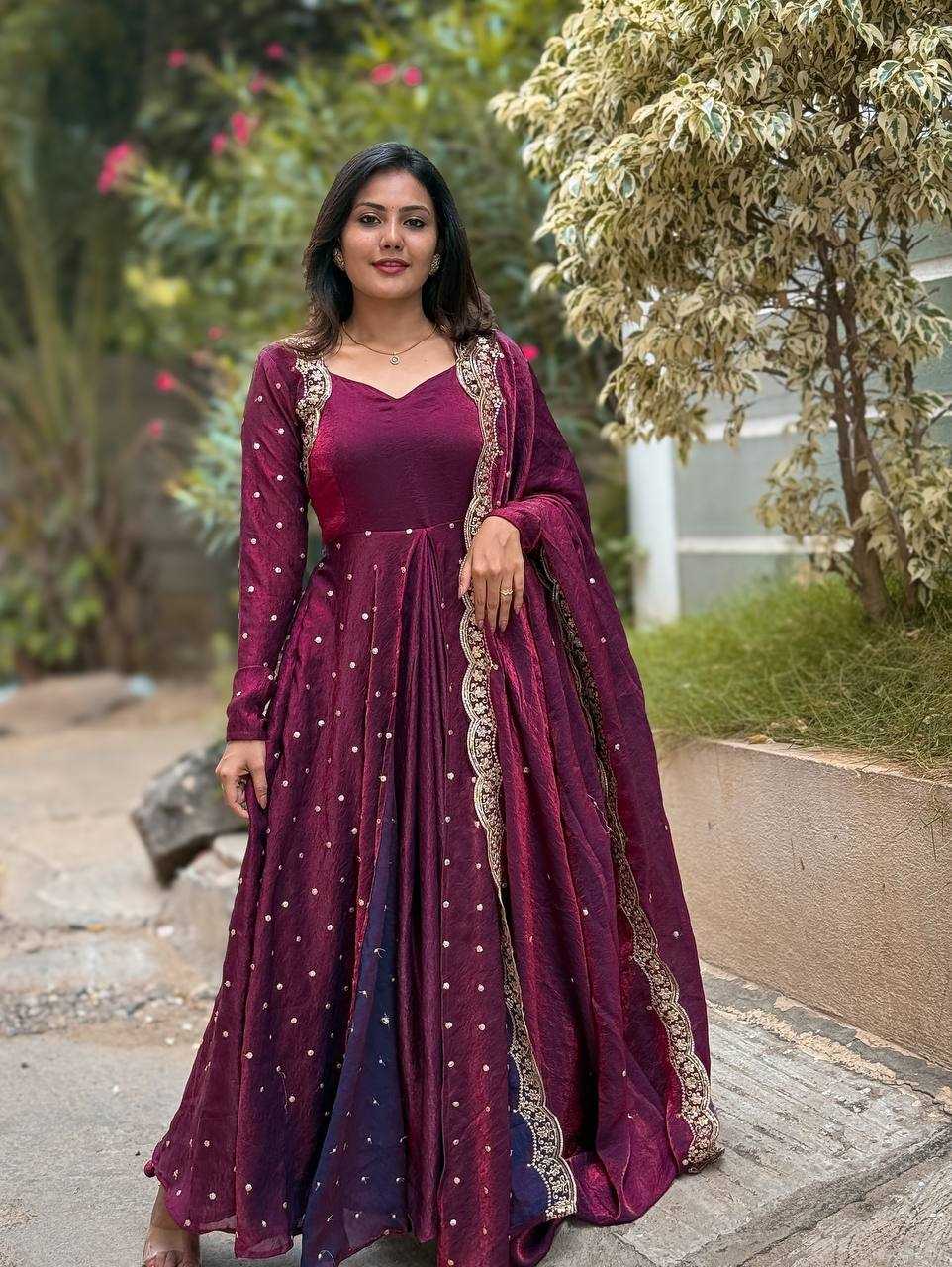 Ynf Silk KESH499 516 Gowns Wholesale Fancy Gowns Embroidery Gowns Anarkali Gown Long Gowns Sequin Gowns Manufacturer