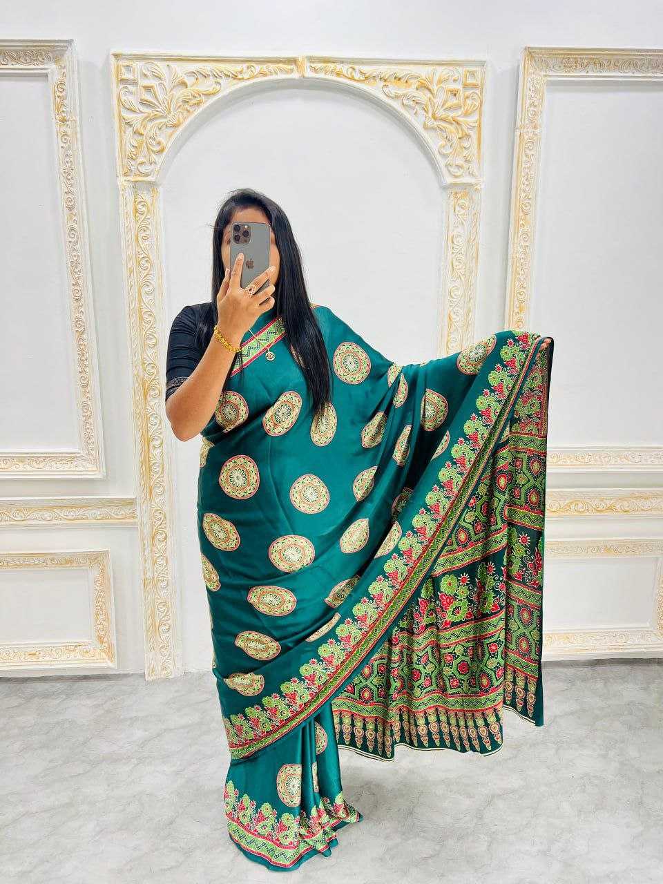 Ynf Silk RIN207 2246 Sarees Wholesale Printed Sarees Ajrakh Sarees Silk Sarees Manufacturer