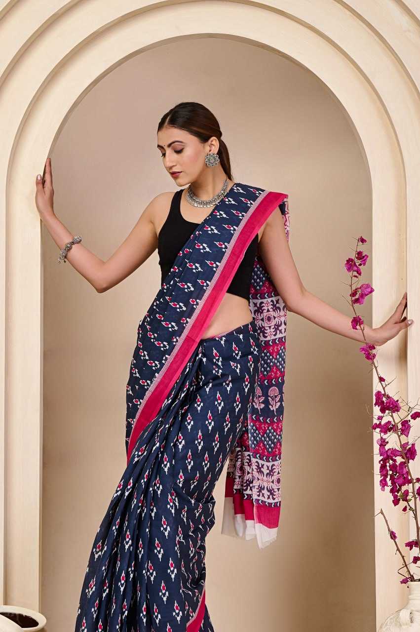 Ynf Soft Cotton RIN229 105 Sarees Wholesale Printed Sarees Cotton Linen Sarees Ladies Sarees Ikkat Saree Manufacturer