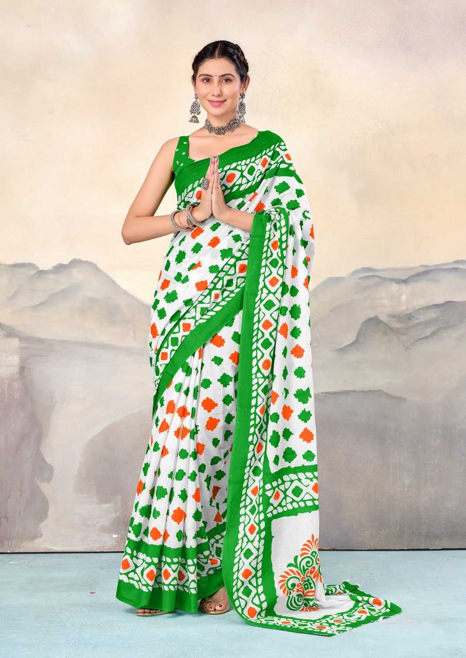 Ynf Soft Cotton RIN229 TIRNGA Sarees Wedding Collections Festive Collections Wholesale Block Print Sarees Cotton Sarees Independence Day Collections Manufacturer