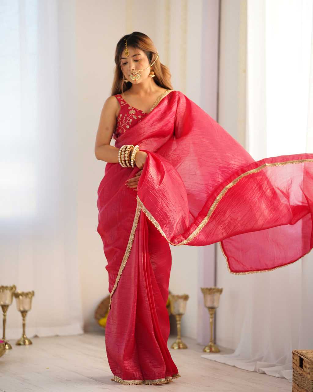 Ynf Soft Gold Crush KESH504 44 Sarees Wedding Collections Festive Collections Wholesale Ready To Wear Sarees Tissue Silk Saree Sarees With Blouse Manufacturer
