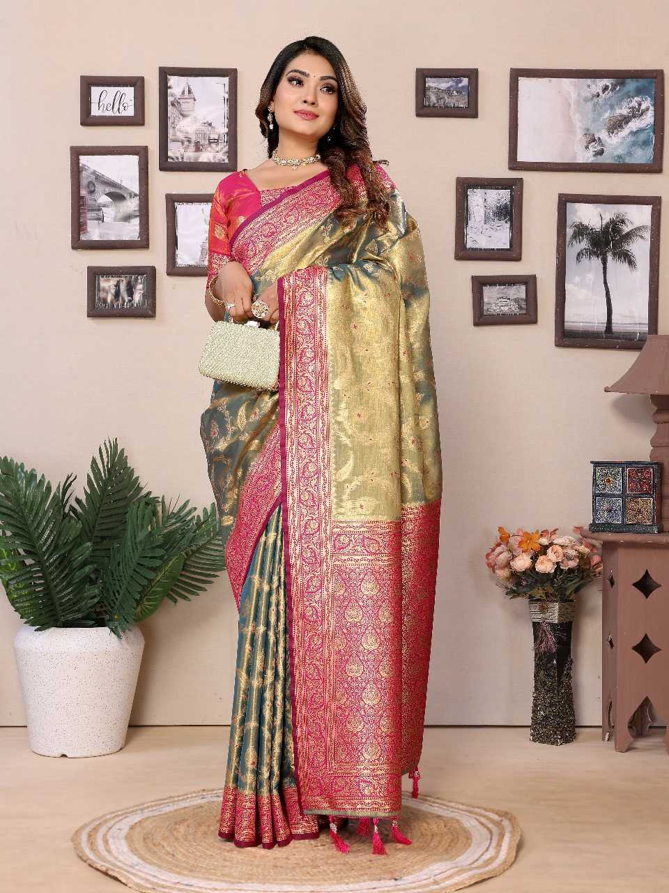 Ynf Tissue Silk RIN144 Hema Silk Sarees Wedding Collections Festive Collections Wholesale Banarasi Silk Sarees Designer Silk Sarees Silk Sarees For Weddings Manufacturer
