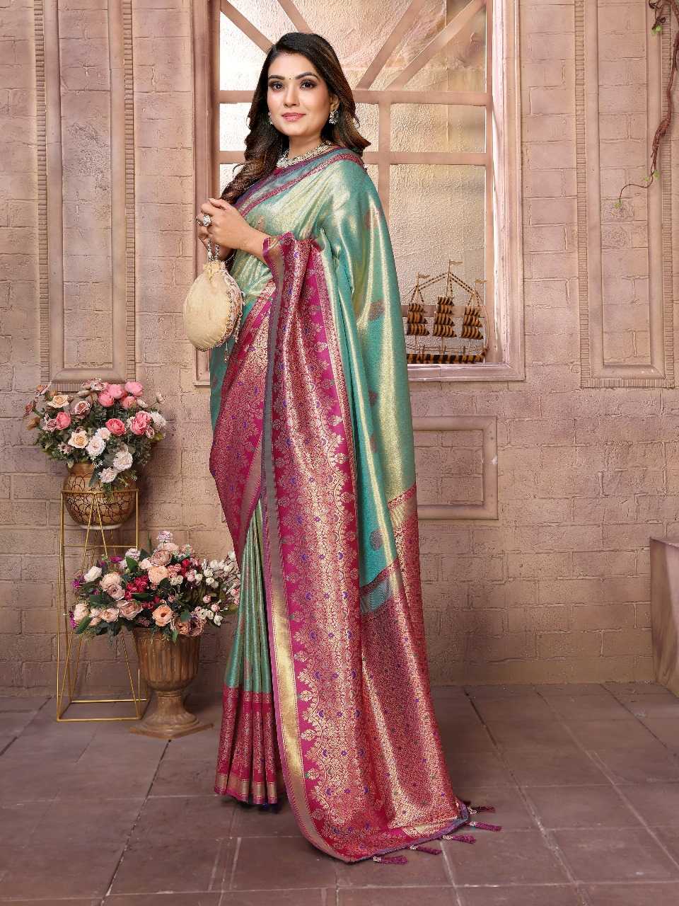 Ynf Tissue Silk RIN144 Sundari Silk Sarees Wedding Collections Festive Collections Wholesale Banarasi Silk Sarees Designer Silk Sarees Silk Sarees For Weddings Manufacturer