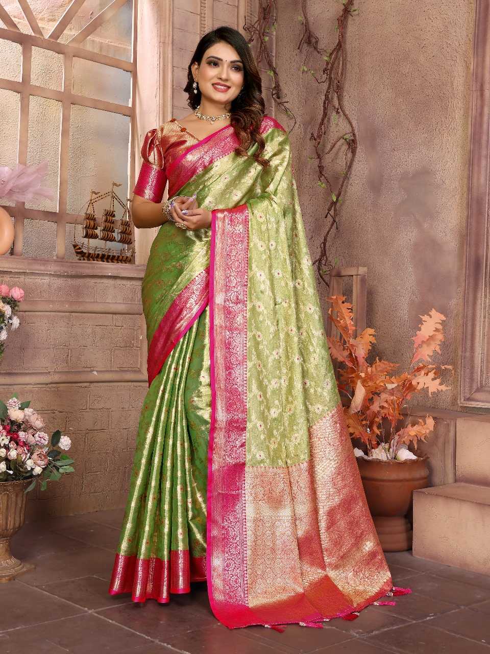 Ynf Tissue Silk RIN144 Vanita Silk Sarees Wedding Collections Festive Collections Wholesale Handloom Sarees Designer Silk Sarees Zari Border Silk Sarees Manufacturer