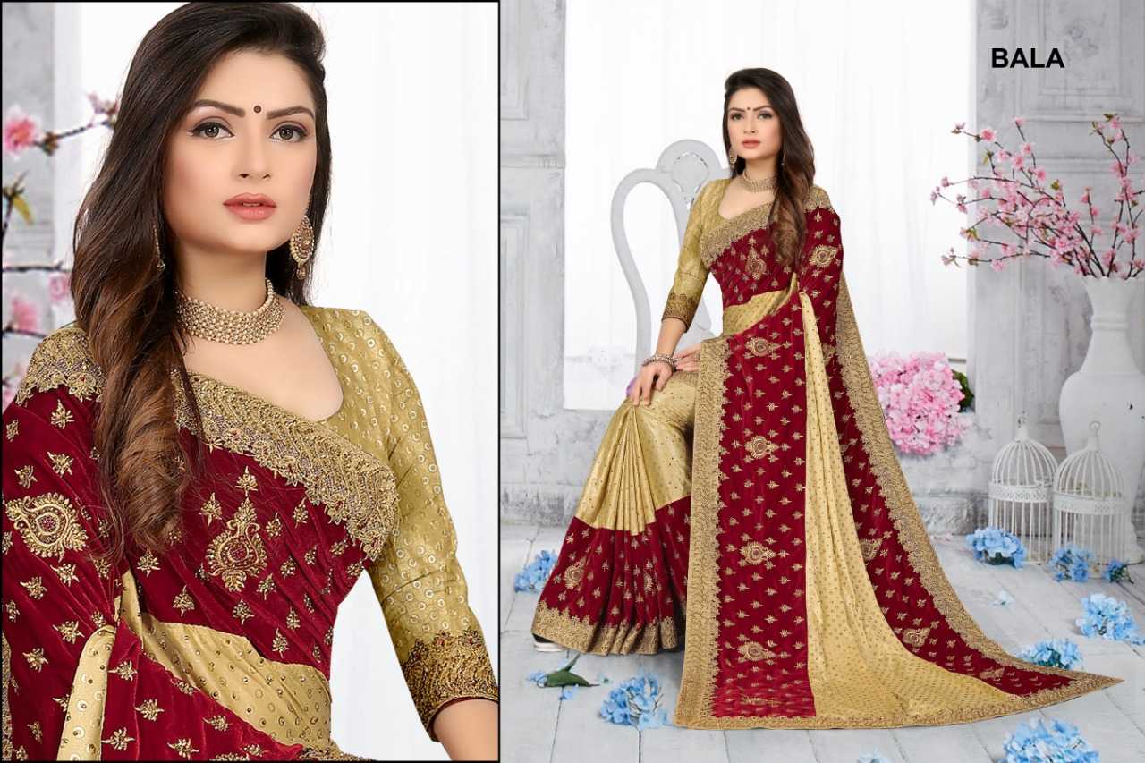 Ynf Velvet KESH114 BALA Sarees Wedding Collections Festive Collections Wholesale Velvet Sarees Hand Work Sarees Embroidered Sarees Manufacturer