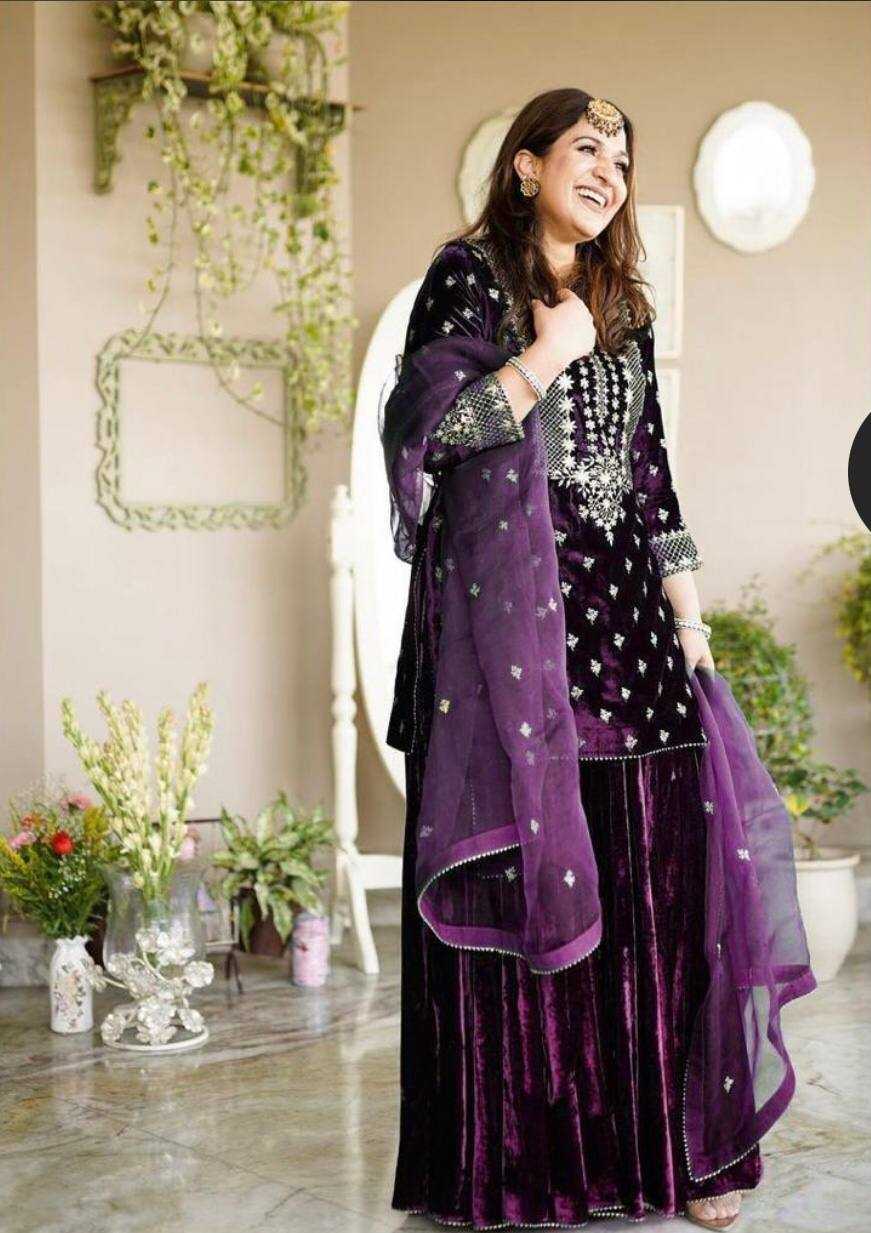 Ynf Velvet KESH506 7836 Suits & Dresses Wedding Collections Festive Collections Wholesale Sharara Salwar Suits Velvet Suits Embroidery Suits Manufacturer