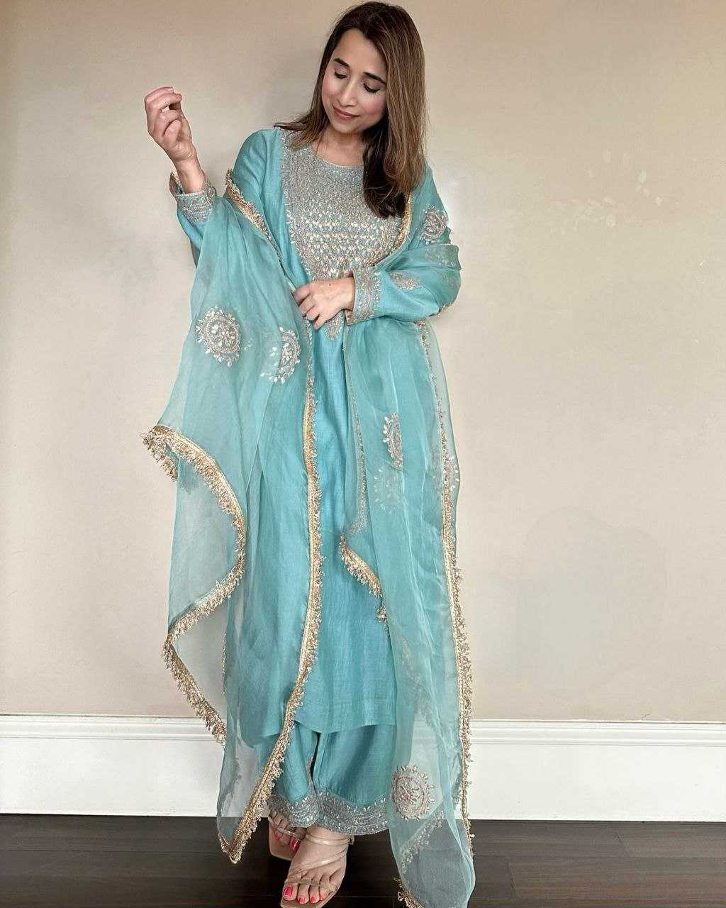 Ynf Vichitra Silk KESH158 10096 Suits & Dresses Wedding Collections Festive Collections Wholesale Embroidery Suits Ladies Silk Suit Designer Suits Manufacturer
