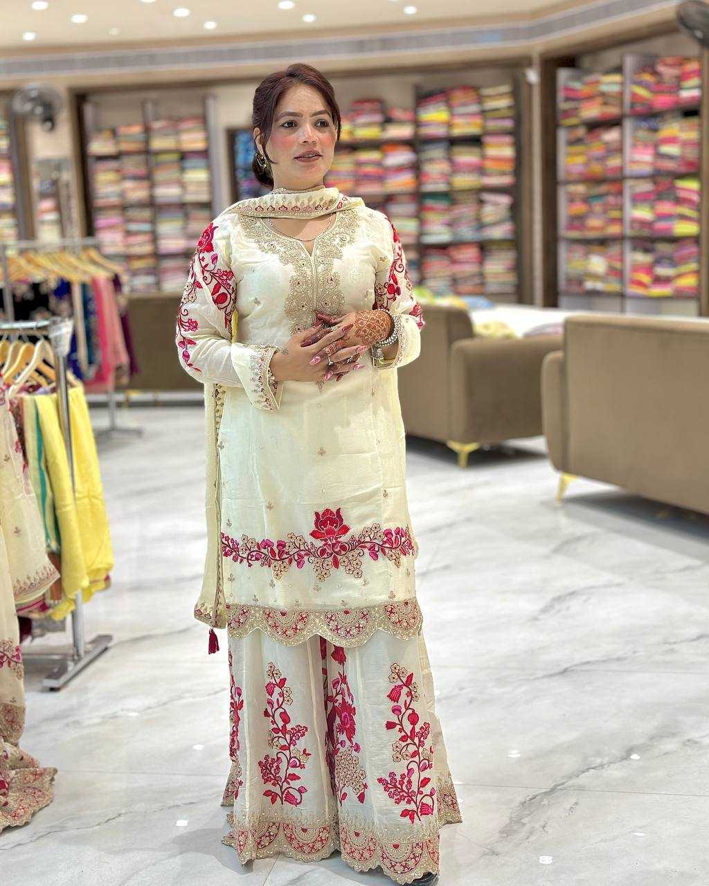 Ynf Vichitra Silk KESH158 9025 Suits & Dresses Wedding Collections Festive Collections Wholesale Sharara Salwar Suits Embroidery Suits Ladies Silk Suit Manufacturer