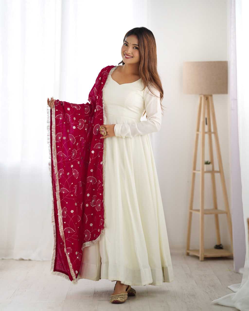 Ynf Vichitra Silk KESH504 45 Gowns Wedding Collections Festive Collections Wholesale Anarkali Gown Silk Gowns White Gown Manufacturer