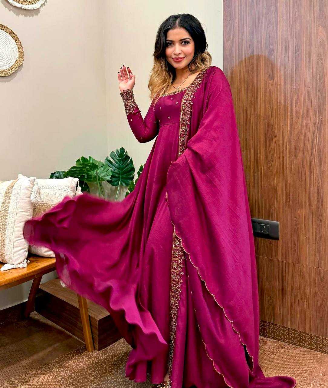 Ynf Vichitra Silk KESH506 114 Gowns Wedding Collections Festive Collections Wholesale Embroidery Gowns Silk Gowns Sequin Gowns Manufacturer