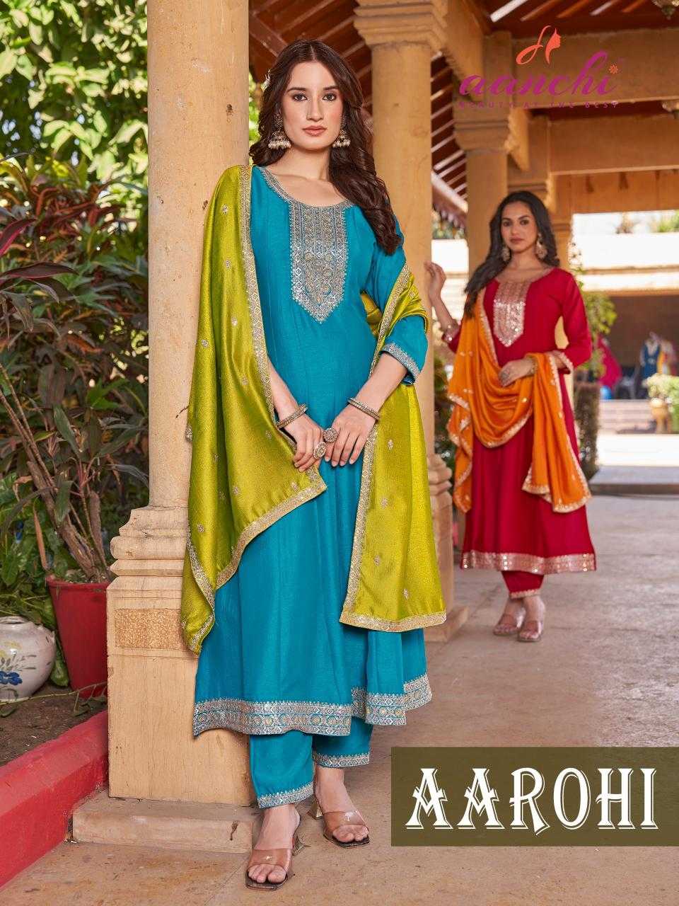 Ynf Vichitra Silk RIN190 AANCHI-AAROHI Setwise Collections Wholesale Gowns Catalogs Manufacturer