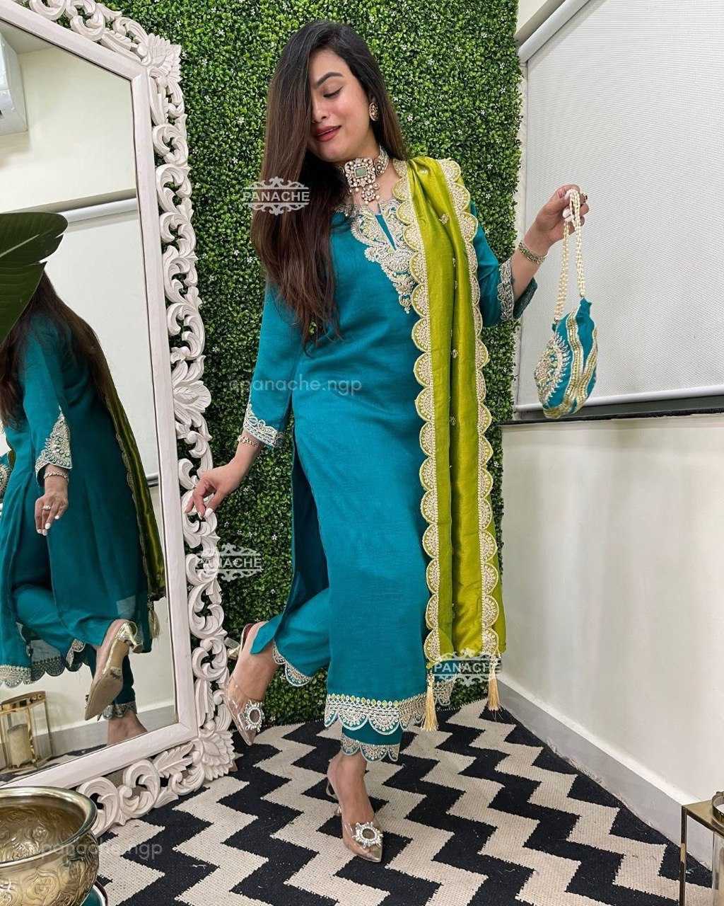 Ynf Vichitra Silk RIN222 BLUMING Kurti Wholesale Designer Kurtis Silk Kurtis Kurti With Pants Manufacturer