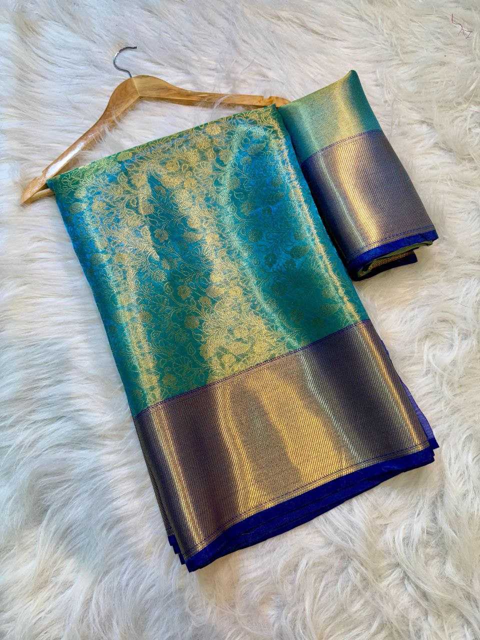 Ynf Banana Silk KESH525 BLUE FLOWERS Silk Sarees Wholesale Banarasi Silk Sarees Manufacturer