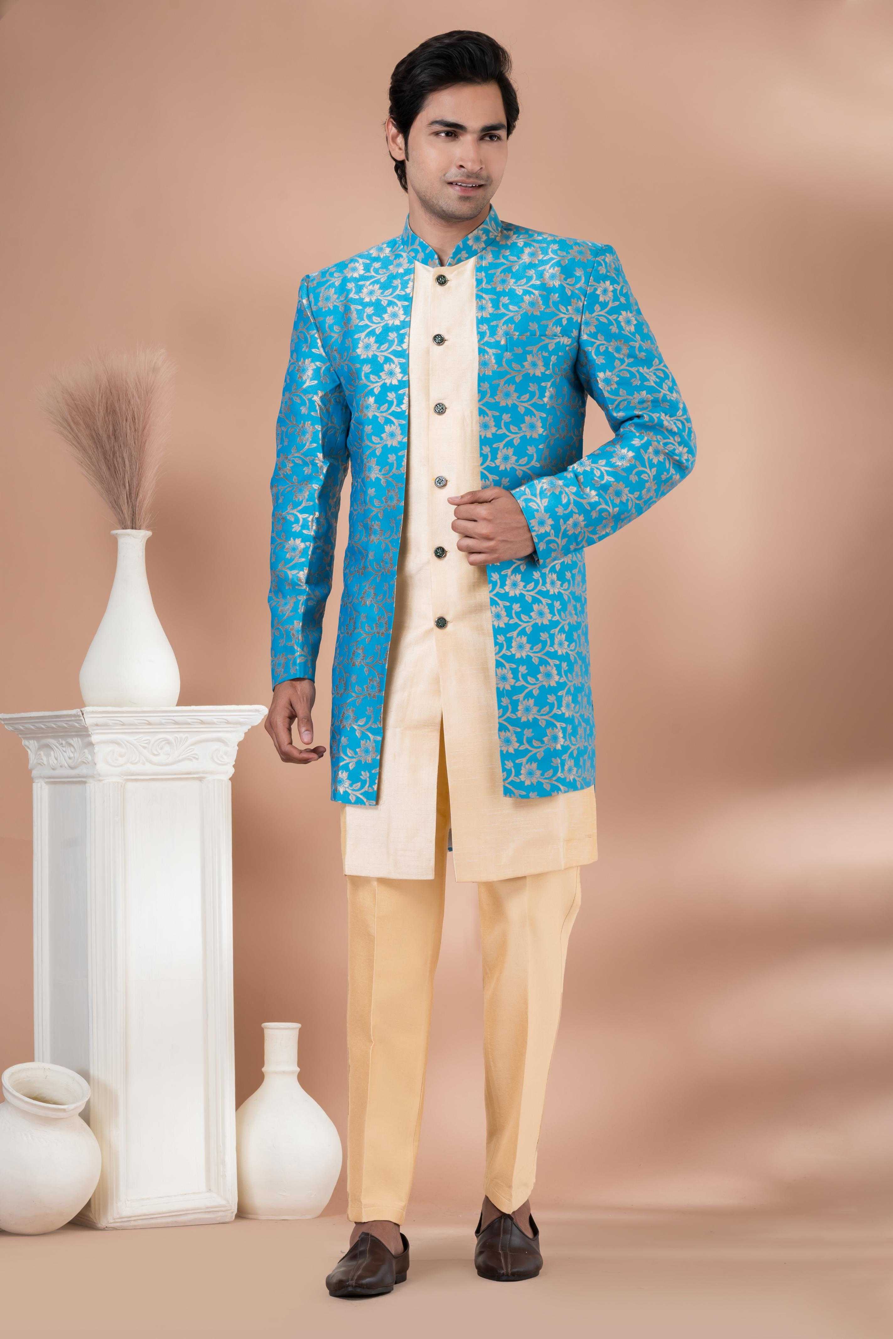 Ynf Banarasi Jacquard RIN223 1704 Mens Wear Wholesale Kurta Set with Jacket Designer Ethnic Set Indo Western Manufacturer