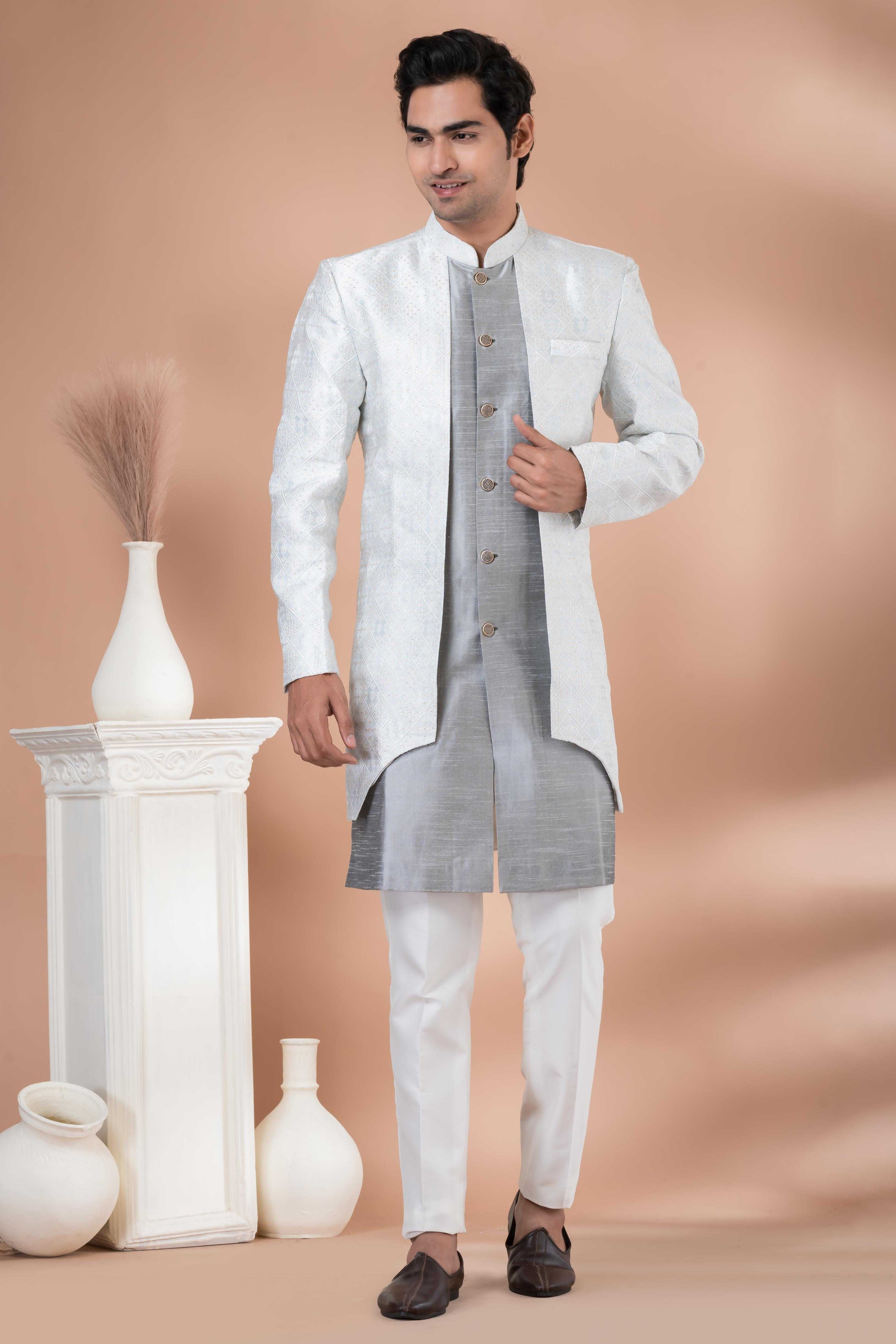 Ynf Banarasi Jacquard RIN223 1705 Mens Wear Wholesale Kurta Set with Jacket Designer Ethnic Set Indo Western Manufacturer