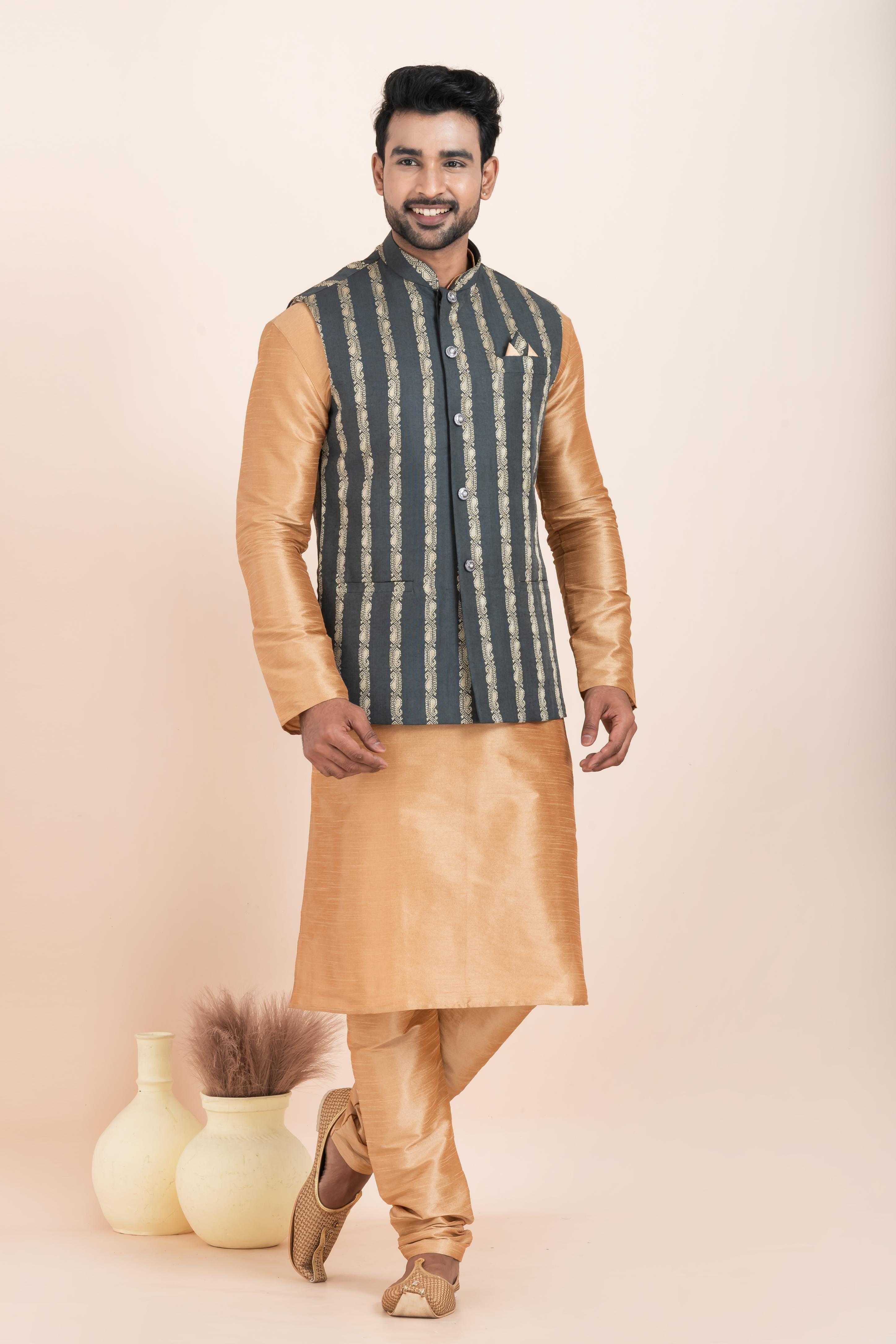Ynf Banarasi Soft Silk RIN223 2383B Mens Wear Wholesale Nehru Jacket Festive & Wedding Coats Modi Jackets Manufacturer