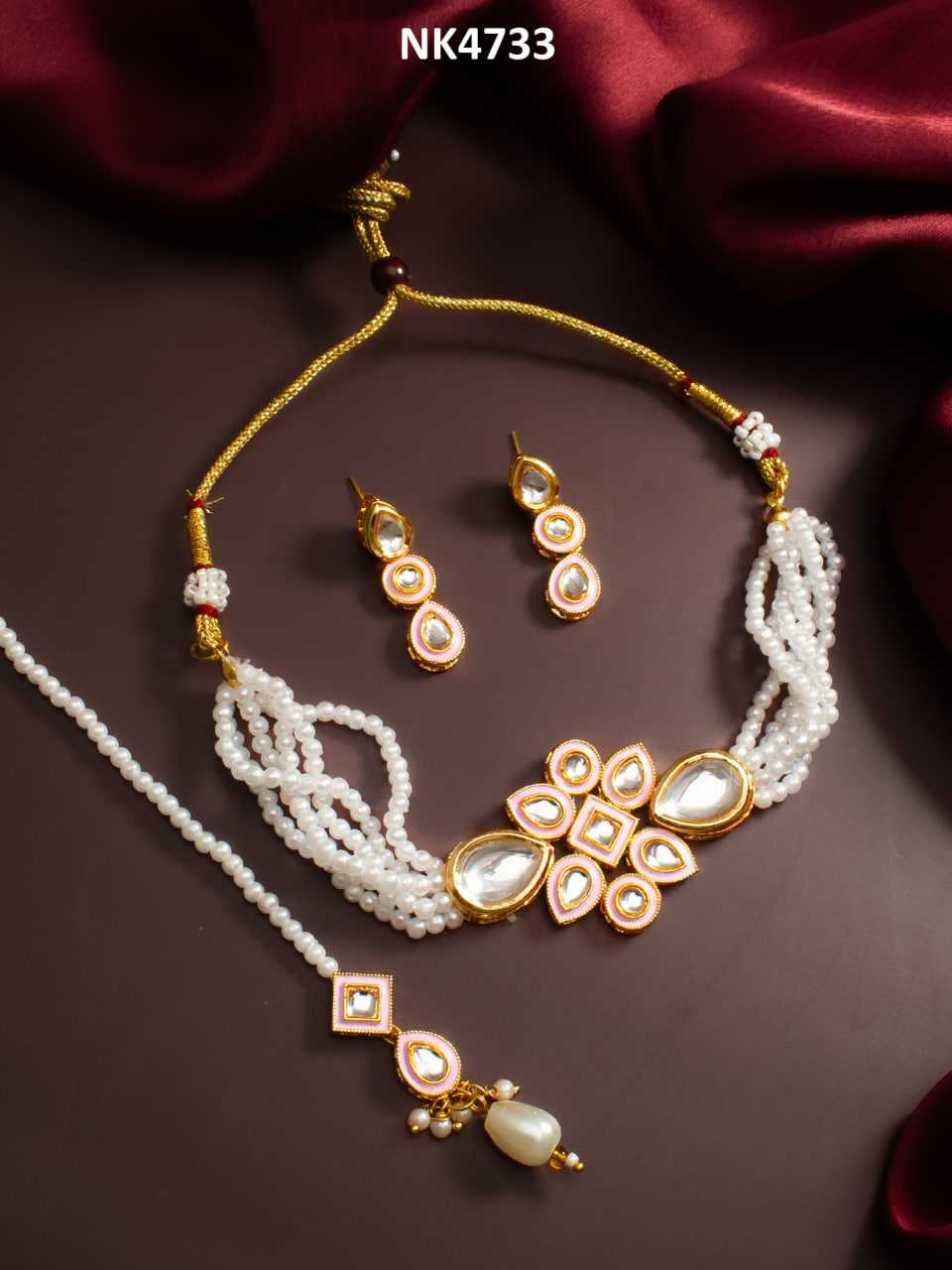 Ynf Brass KESH105 NK4733 Womens Jewellery Wholesale Choker Necklaces Fancy Mala Necklaces Kundan Pendant Sets Manufacturer