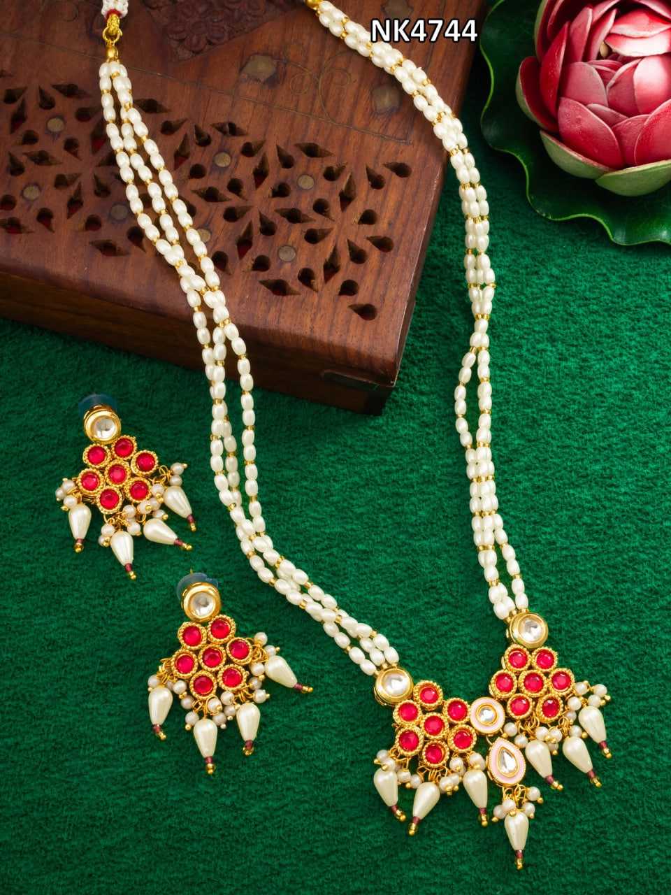 Ynf Brass KESH105 NK4744 Womens Jewellery Wholesale Long Sets Fancy Mala Necklaces Kundan Pendant Sets Manufacturer