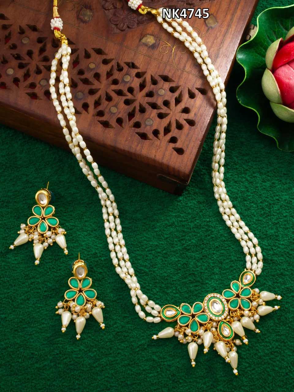 Ynf Brass KESH105 NK4745 Womens Jewellery Wholesale Long Sets Fancy Mala Necklaces Kundan Pendant Sets Manufacturer
