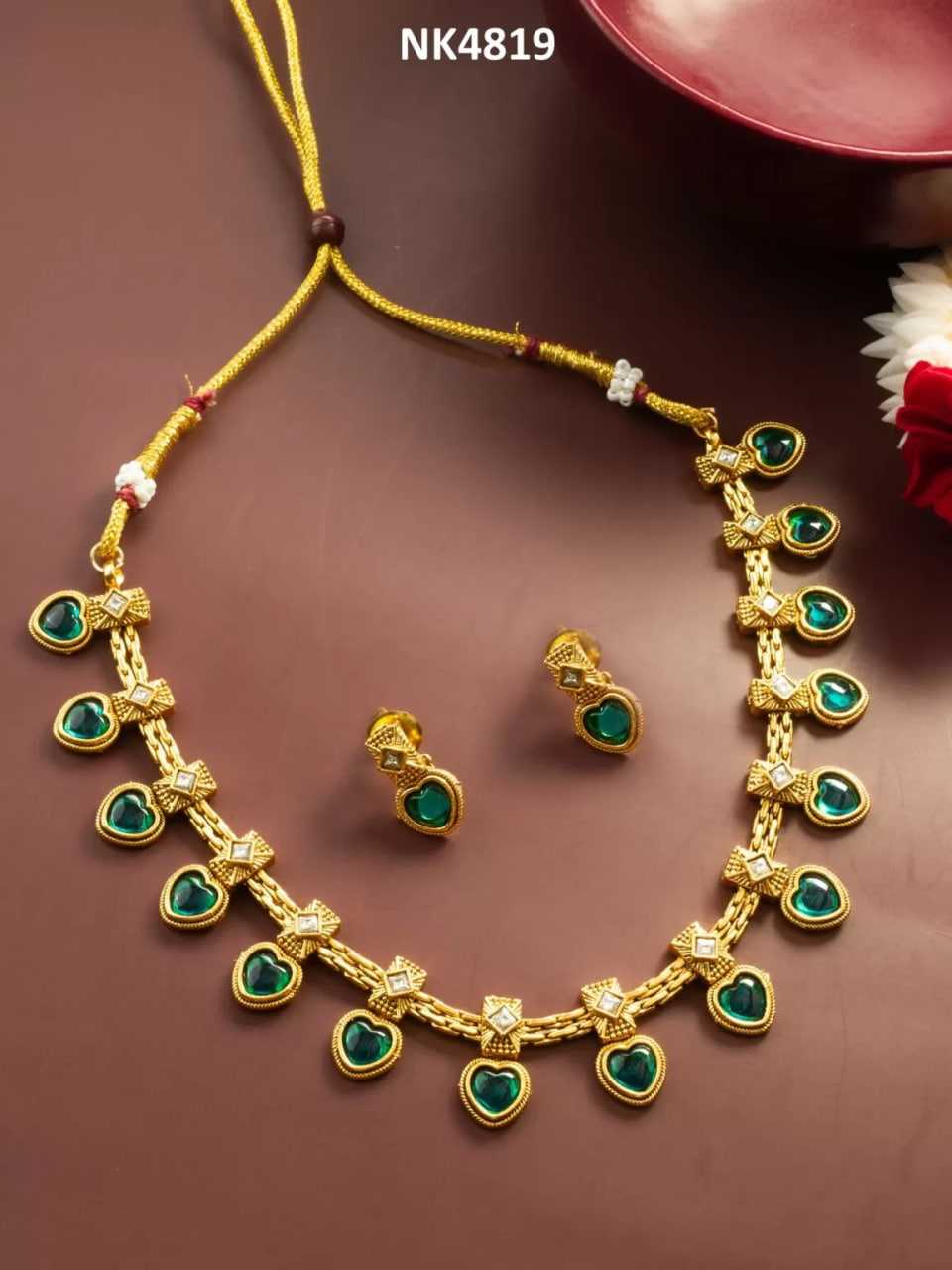 Ynf Brass KESH105 NK4819 Womens Jewellery Wholesale Kundan Pendant Sets Necklaces Set Golden Necklace Set Manufacturer