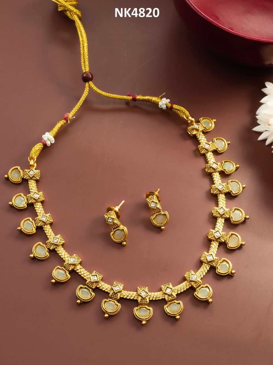 Ynf Brass KESH105 NK4820 Womens Jewellery Wholesale Kundan Pendant Sets Necklaces Set Golden Necklace Set Manufacturer