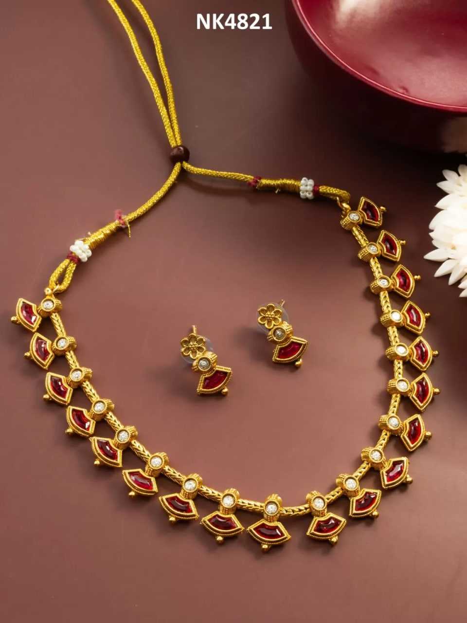 Ynf Brass KESH105 NK4821 Womens Jewellery Wholesale Kundan Pendant Sets Necklaces Set Golden Necklace Set Manufacturer