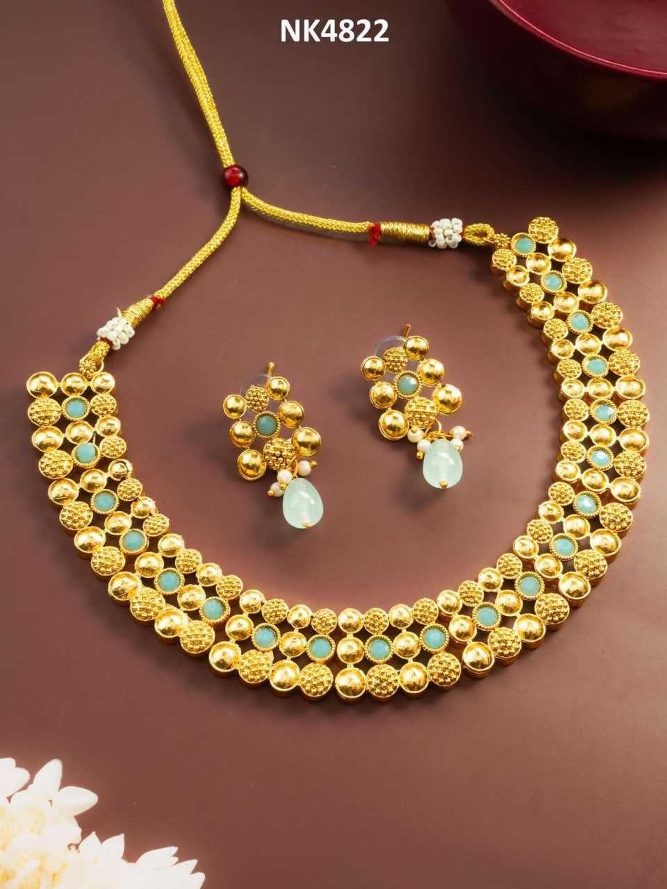 Ynf Brass KESH105 NK4822 Womens Jewellery Wholesale Necklaces Set Golden Necklace Set Manufacturer