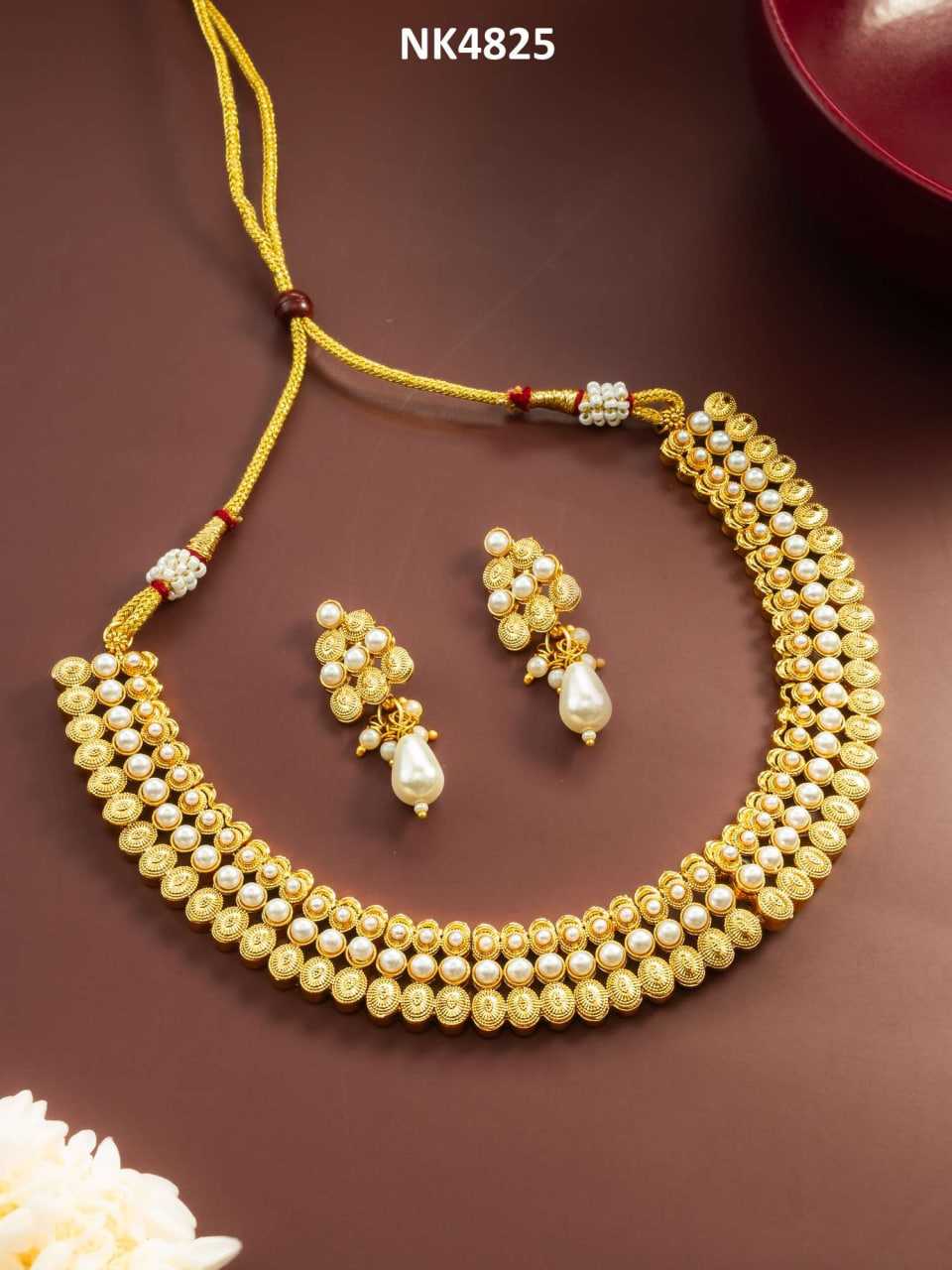 Ynf Brass KESH105 NK4825 Womens Jewellery Wholesale Necklaces Set Golden Necklace Set Manufacturer