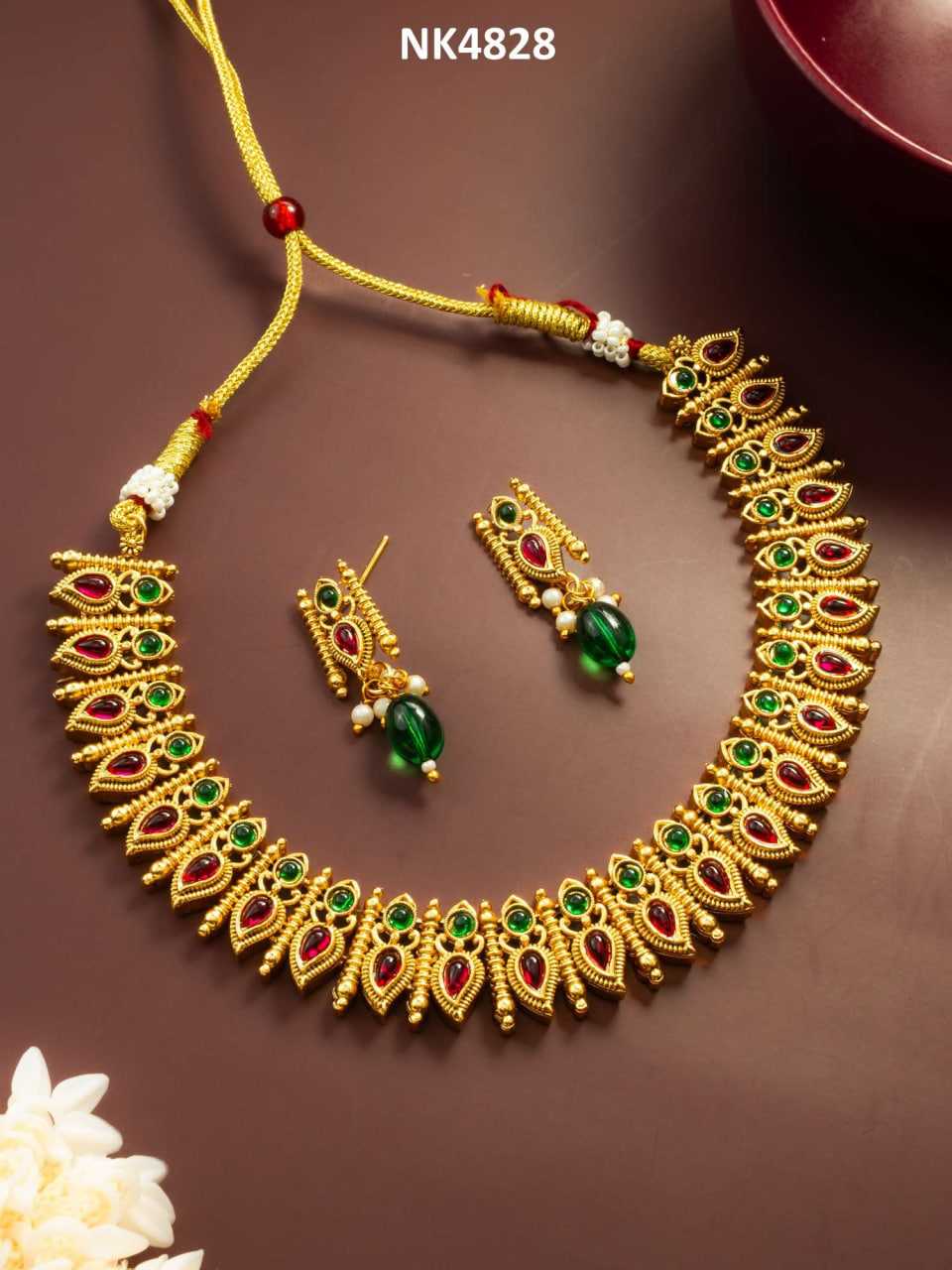 Ynf Brass KESH105 NK4828 Womens Jewellery Wholesale Necklaces Set Golden Necklace Set Manufacturer