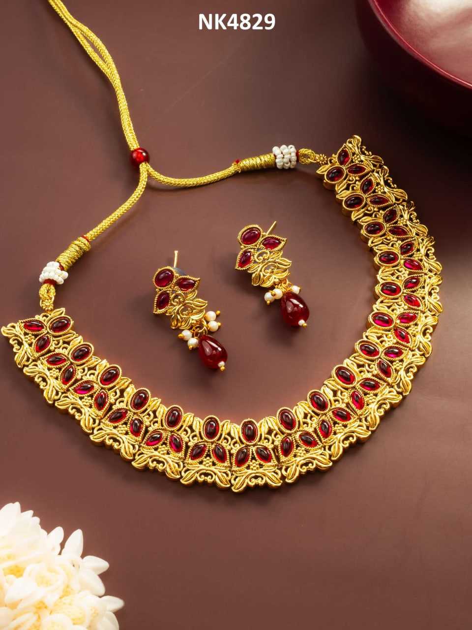 Ynf Brass KESH105 NK4829 Womens Jewellery Wholesale Necklaces Set Golden Necklace Set Manufacturer