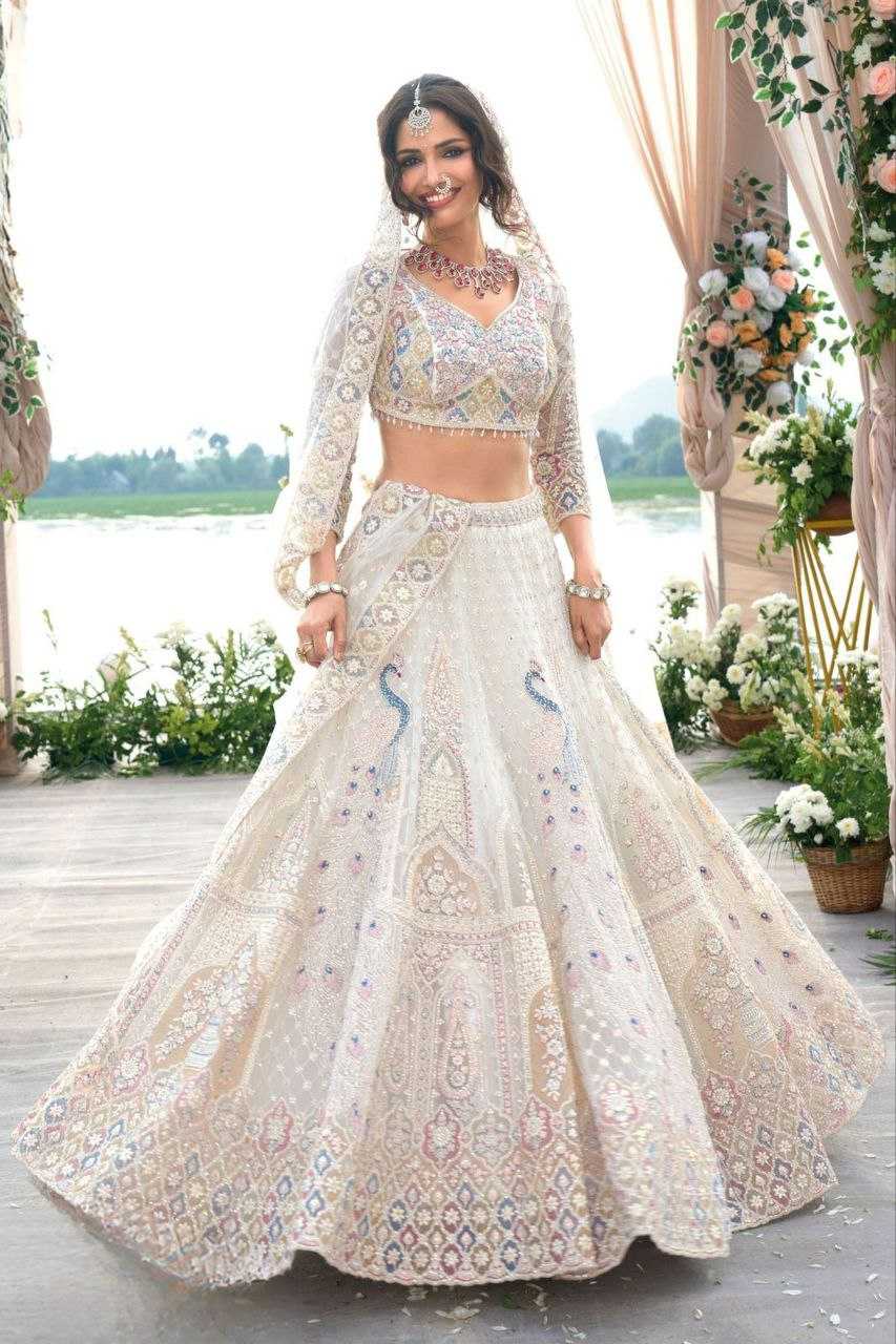 Ynf Butterfly Net KESH508 1064 Lehengas Wholesale Designer Lehenga Wedding Lehenga White Lehenga Manufacturer