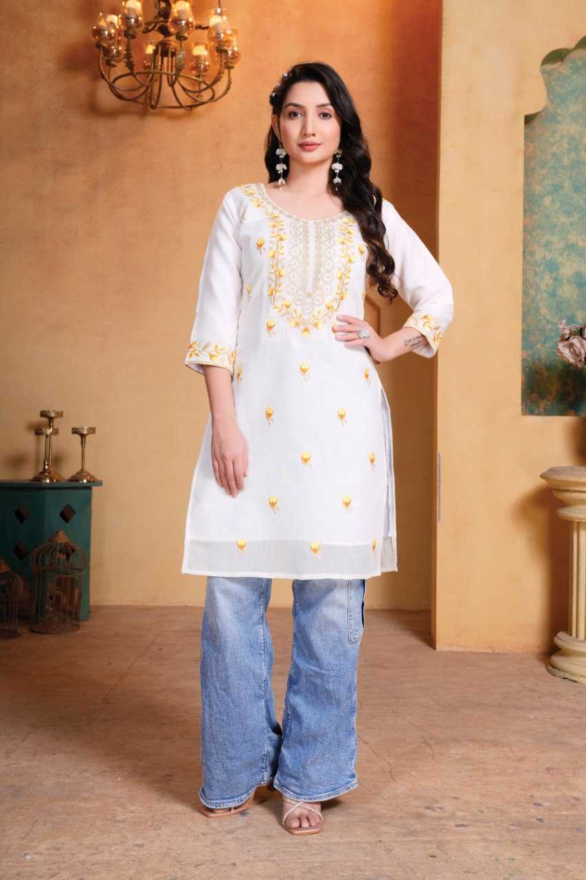 Ynf Chanderi Cotton KESH559 1001 Kurti Western Wears Festive Collections Wholesale Casual Kurtis Short Kurtis Embroidered Kurtis Manufacturer