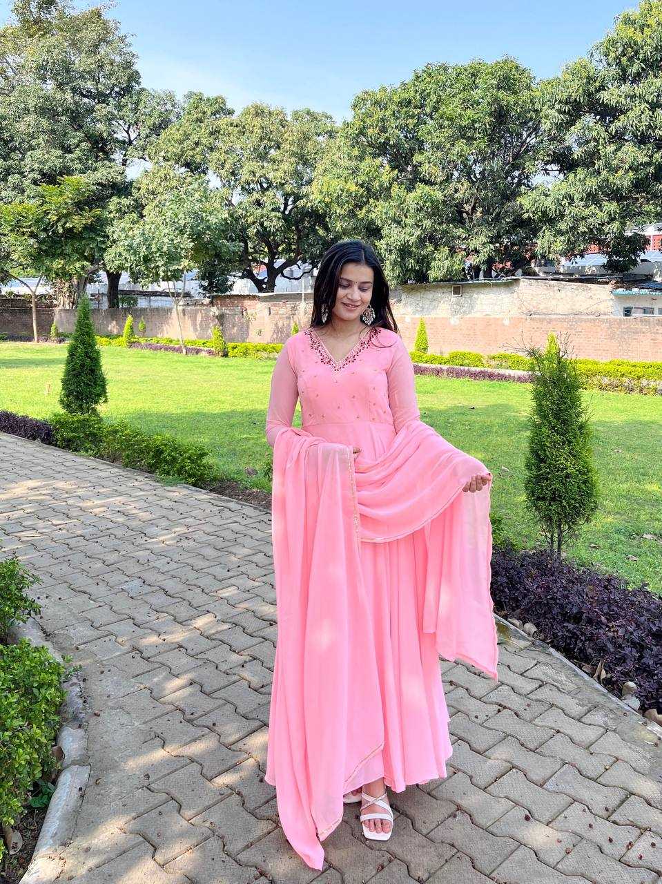Ynf Chanderi Silk Gowns Wholesale Fancy Gowns Embroidery Gowns Silk Gowns Manufacturer