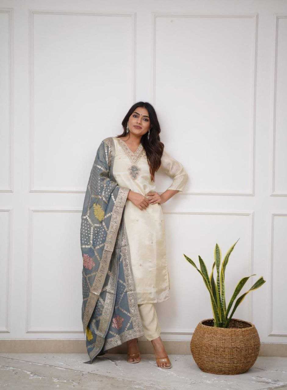 Ynf Chanderi Silk KESH536 NAYAN Suits & Dresses Wholesale Embroidery Suits Chanderi Suit White Salwar Suit Manufacturer