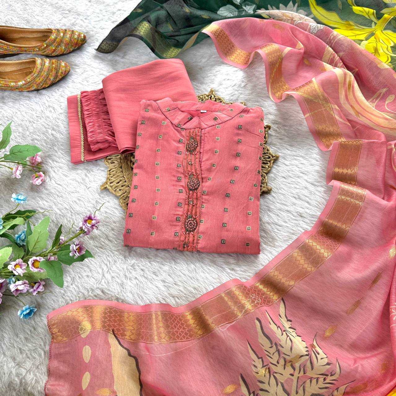 Ynf Chanderi Soft KESH513 478 Suits & Dresses Wedding Collections Festive Collections Wholesale Chanderi Suit Casual Dresses Handwork Suits Manufacturer